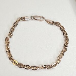 Sterling Silver 925 Italy Cable Link Chain Bracelet